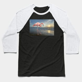 Flamingo on the Beach Baseball T-Shirt